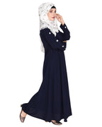 Delightful and Simple Abaya with Designer Sleeves Blue