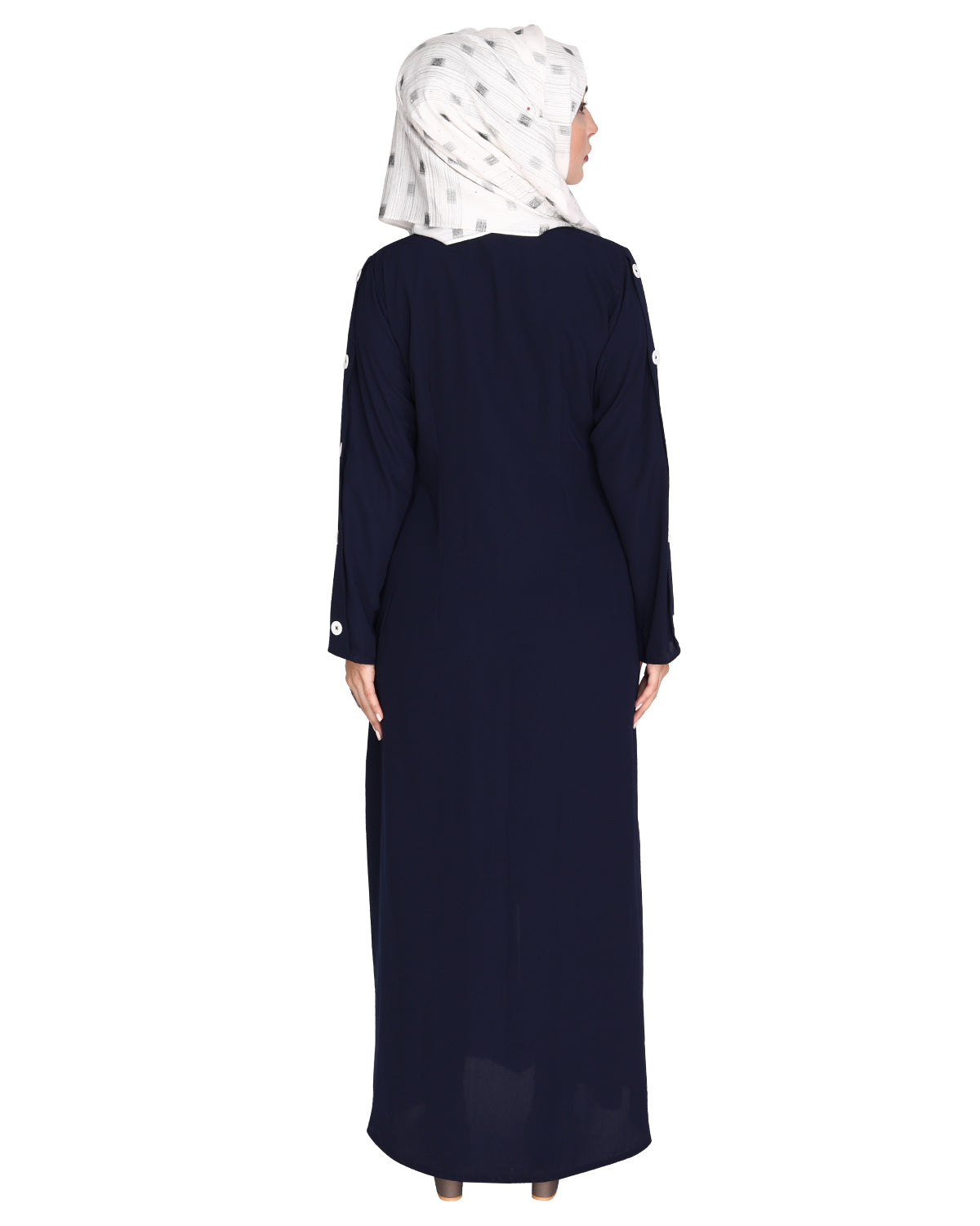 Delightful and Simple Abaya with Designer Sleeves Blue