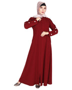 Delightful and Simple Abaya with Designer Sleeves Maroon