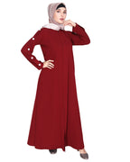 Delightful and Simple Abaya with Designer Sleeves Maroon