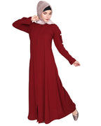 Delightful and Simple Abaya with Designer Sleeves Maroon