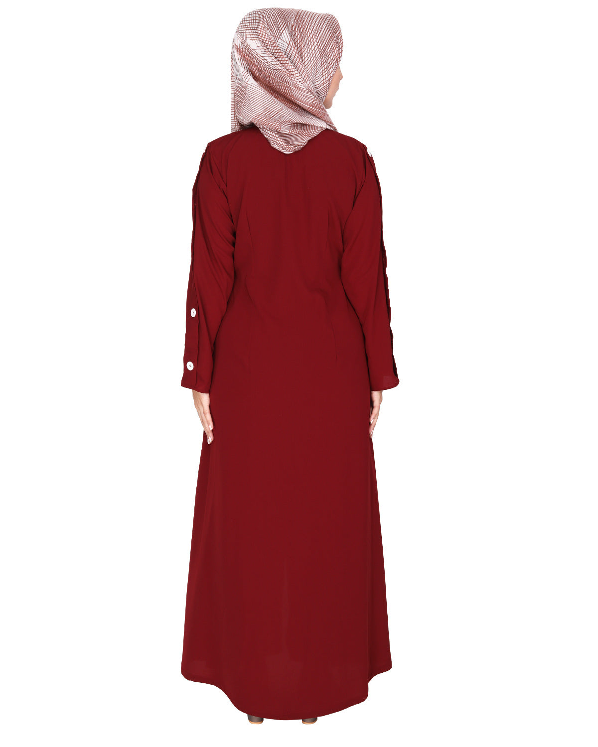 Delightful and Simple Abaya with Designer Sleeves Maroon