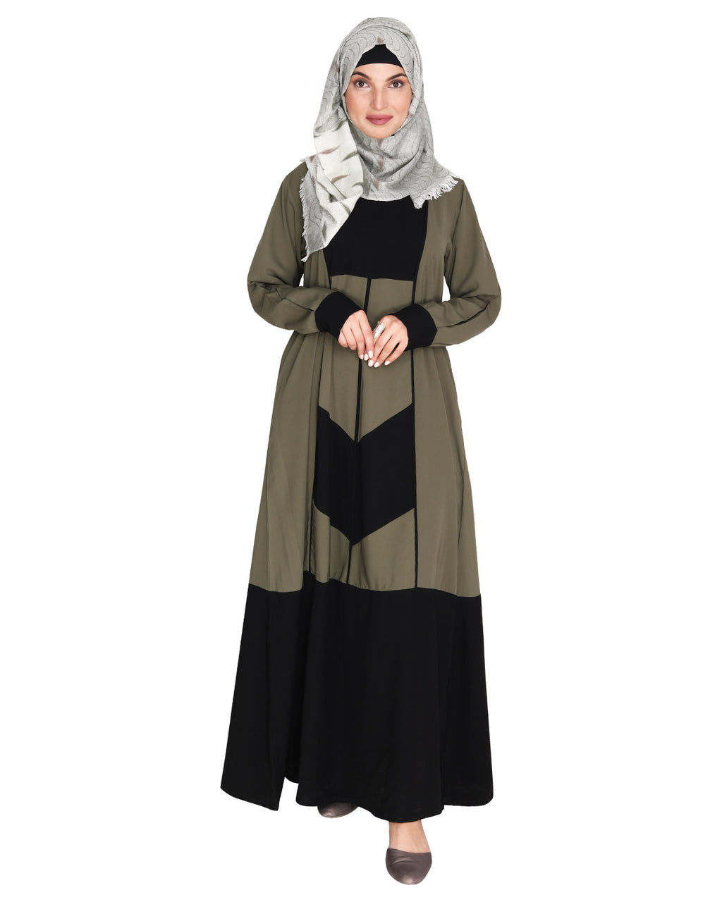Symmetrical Design Abaya Dead Mint & Black