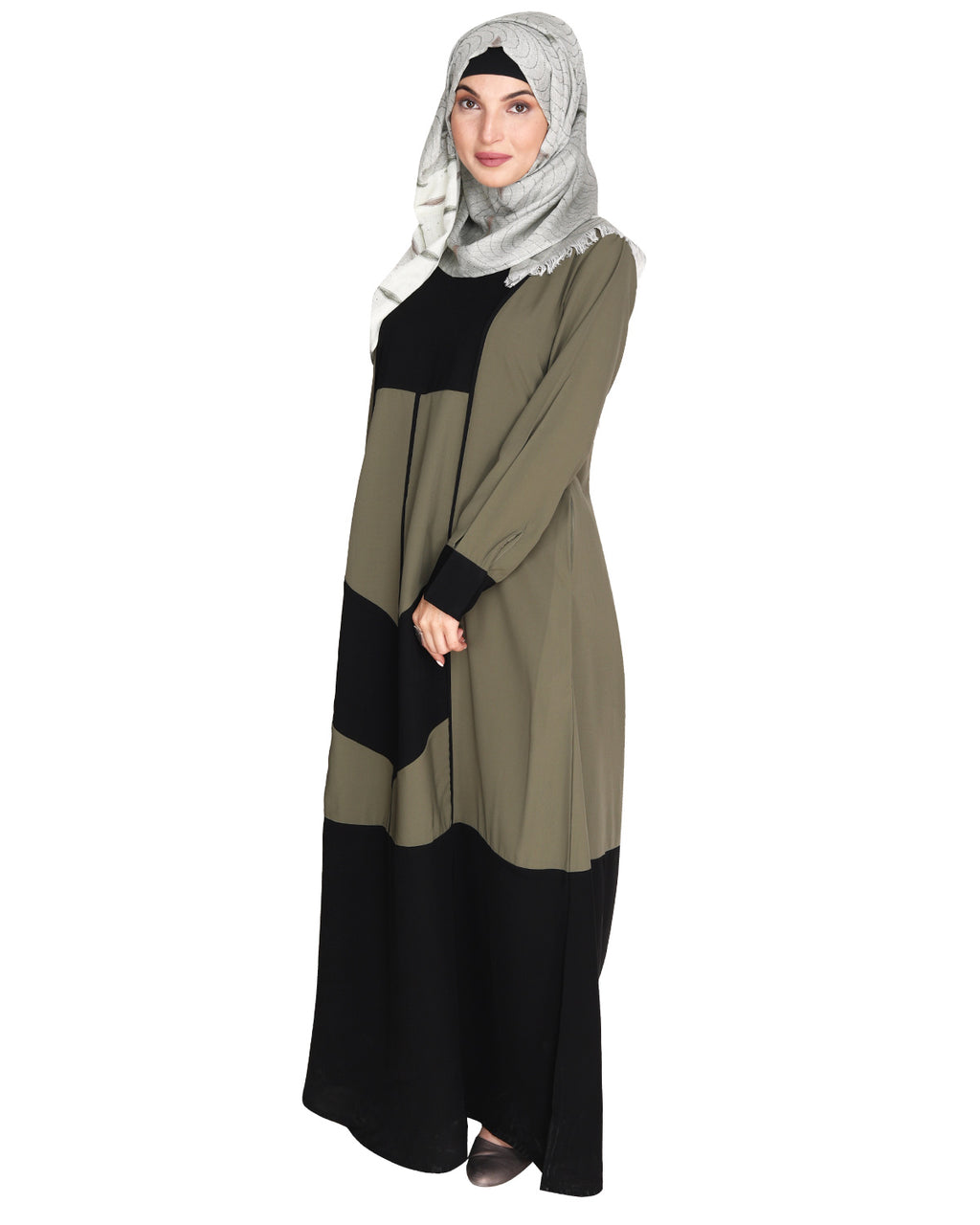 Symmetrical Design Abaya Dead Mint & Black