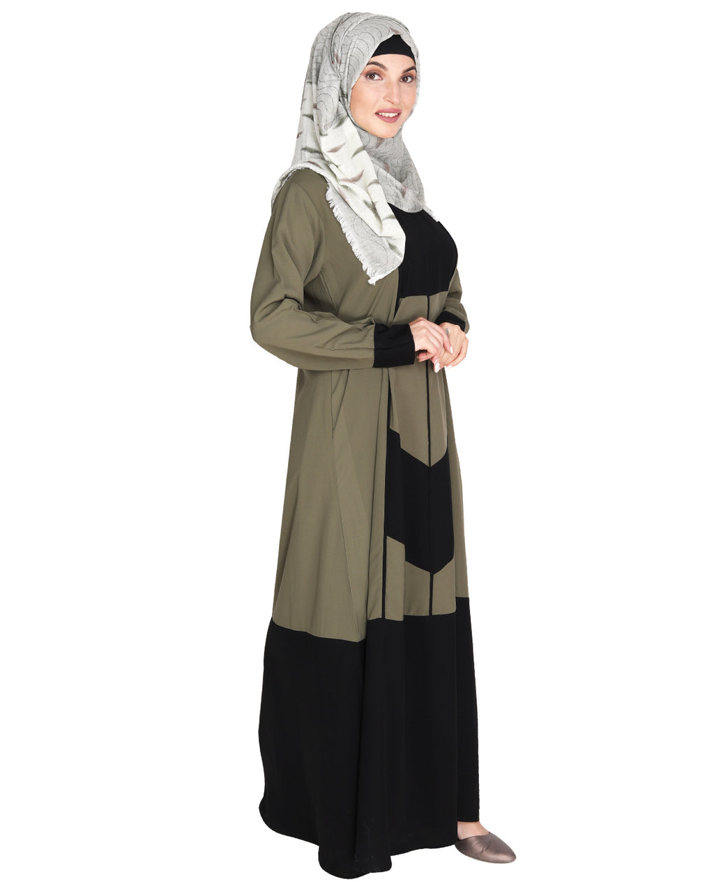Symmetrical Design Abaya Dead Mint & Black