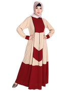 Symmetrical Design Abaya Maroon
