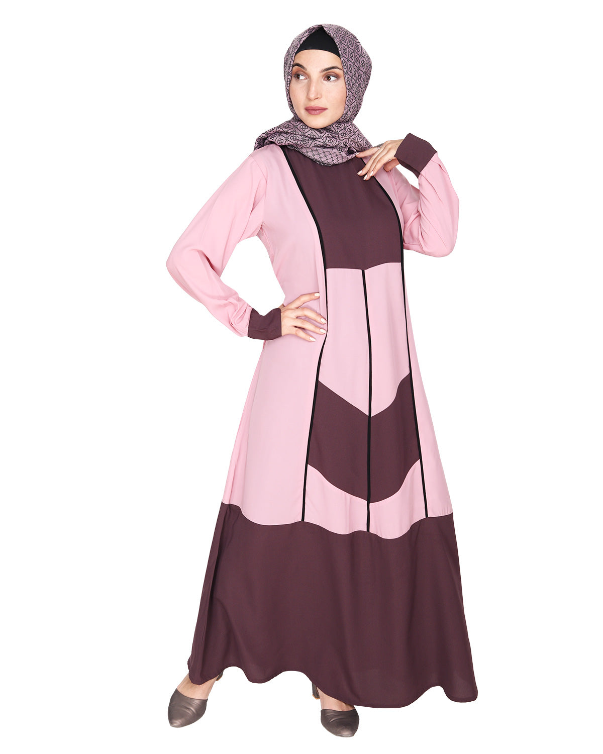 Symmetrical Design Abaya Pink