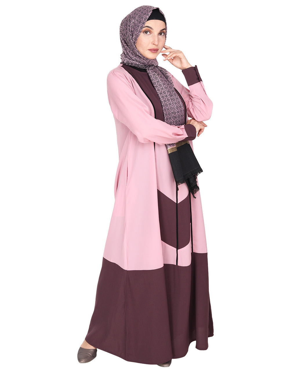 Symmetrical Design Abaya Pink