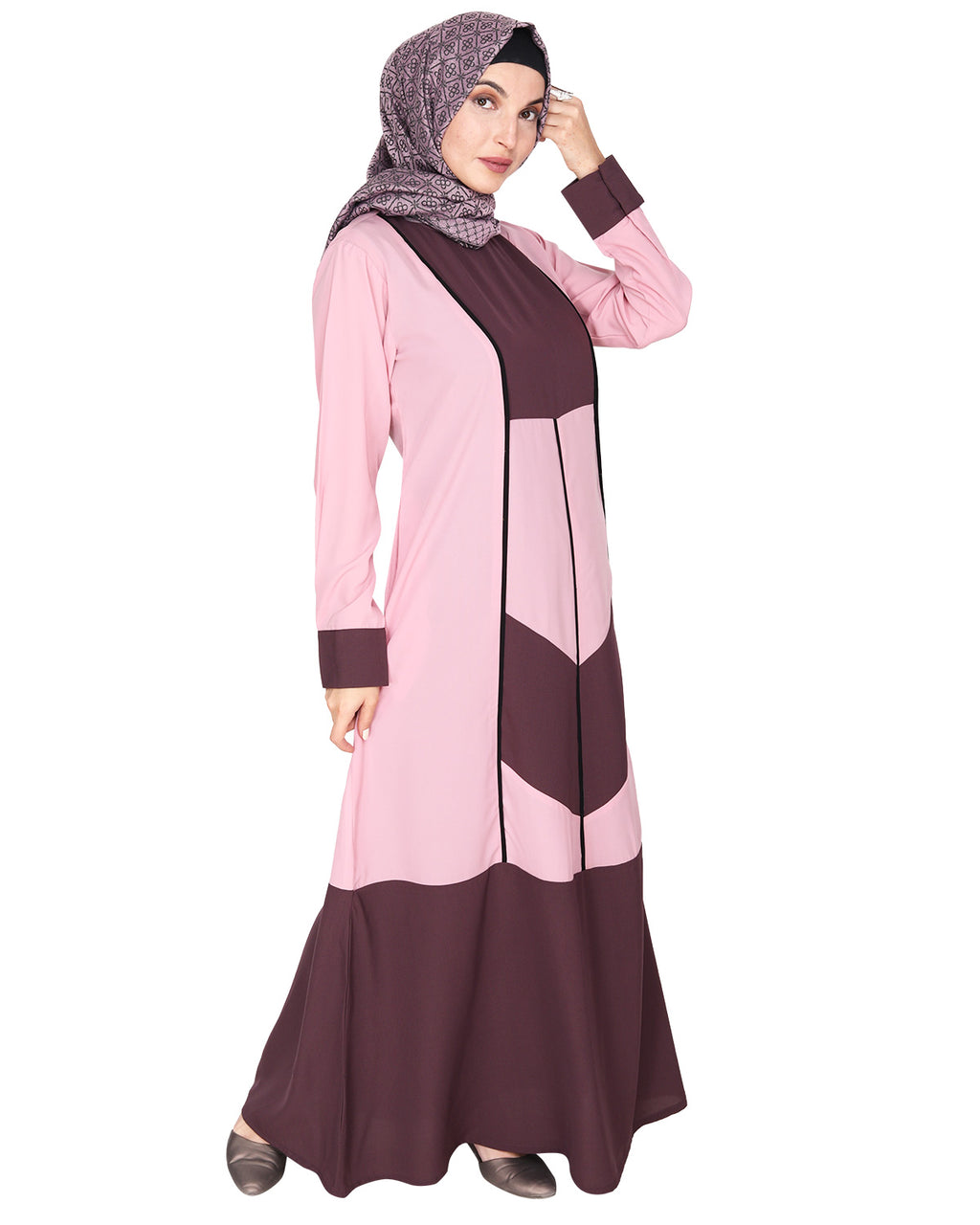 Symmetrical Design Abaya Pink