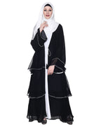 Multi Layer Shrug Style Georgette Abaya Black