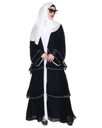 Multi Layer Shrug Style Georgette Abaya Black