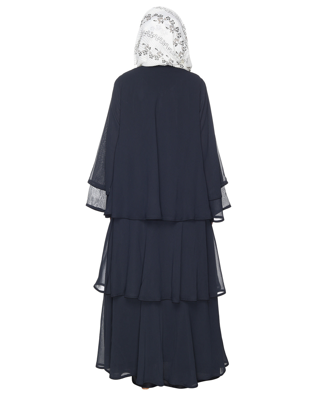 Multi Layer Shrug Style Georgette Abaya Dark Grey