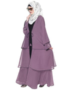 Multi Layer Shrug Style Georgette Abaya Light Purple
