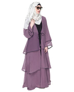 Multi Layer Shrug Style Georgette Abaya Light Purple