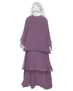 Multi Layer Shrug Style Georgette Abaya Light Purple