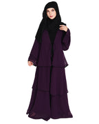 Multi Layer Shrug Style Georgette Abaya Purple
