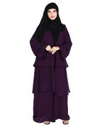 Multi Layer Shrug Style Georgette Abaya Purple
