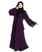 Multi Layer Shrug Style Georgette Abaya Purple