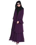 Multi Layer Shrug Style Georgette Abaya Purple