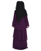 Multi Layer Shrug Style Georgette Abaya Purple
