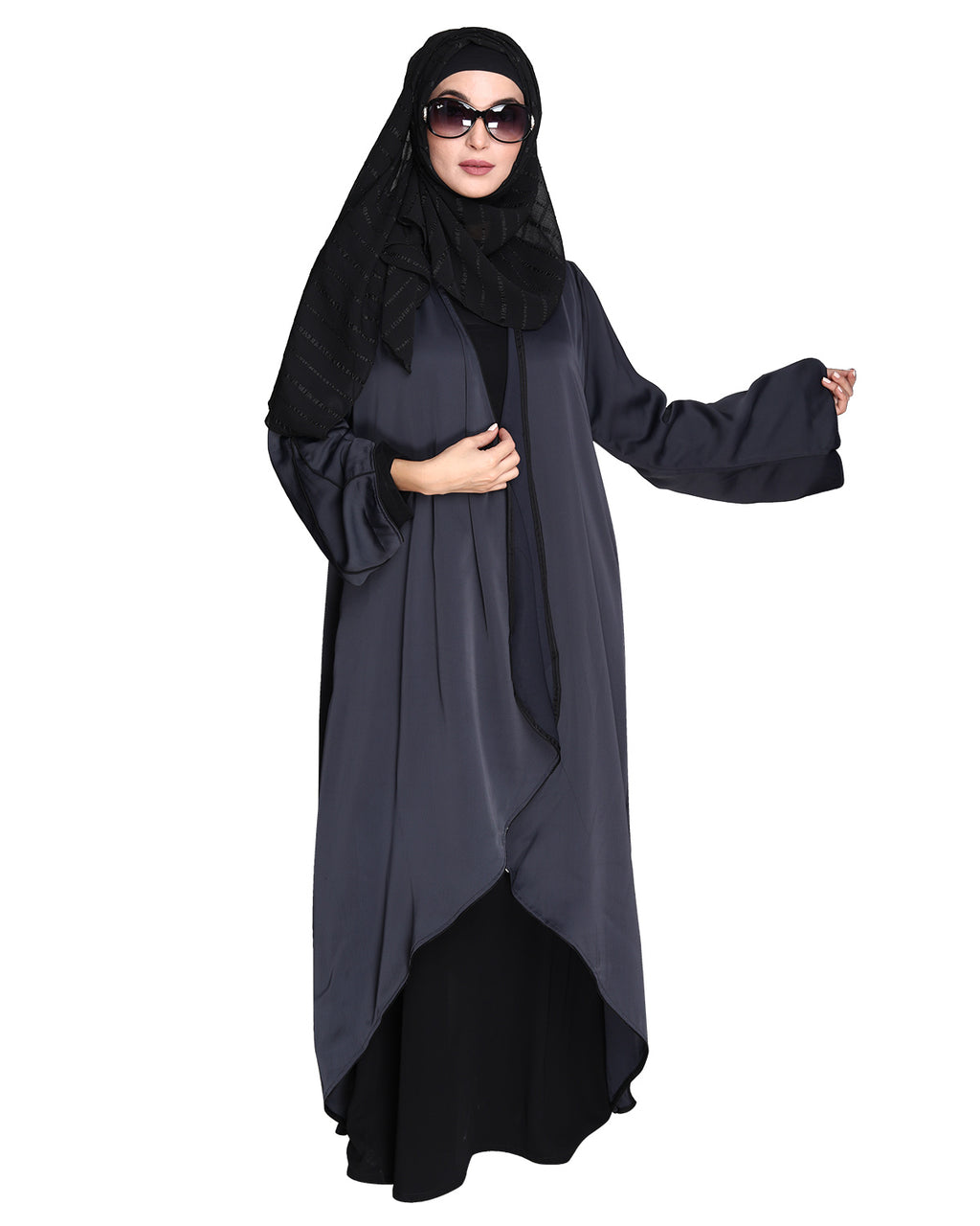 Stylish Shrug and Plain Beige Abaya Set