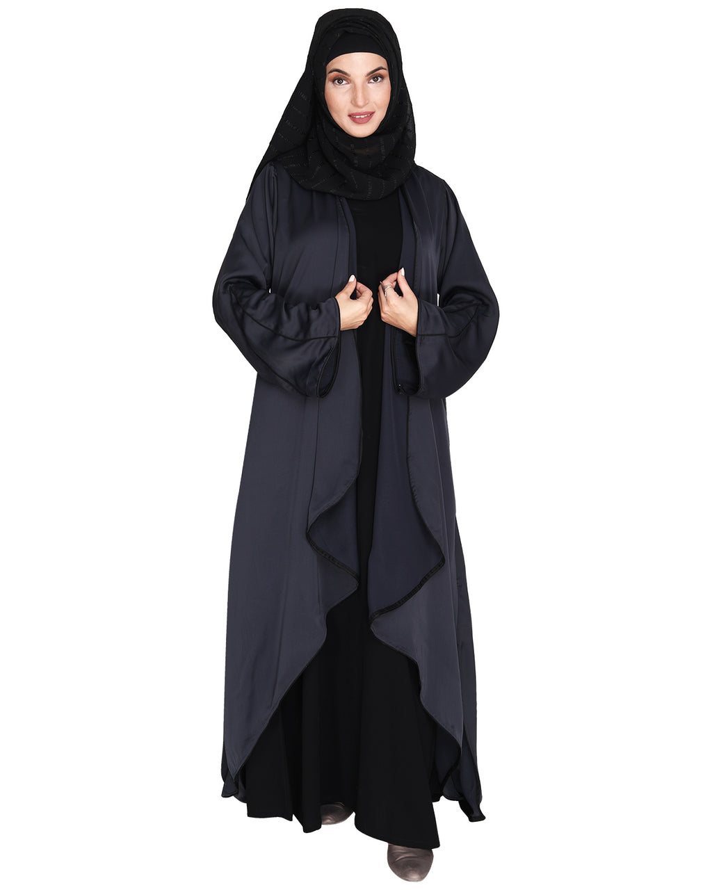 Stylish Shrug and Plain Beige Abaya Set