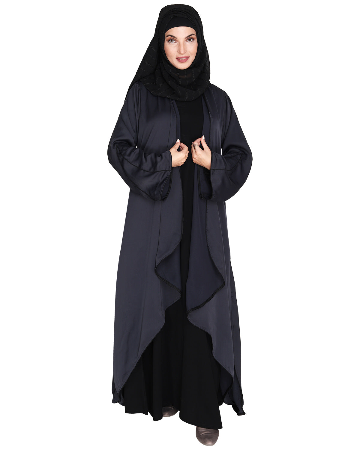 Stylish Shrug and Plain Beige Abaya Set