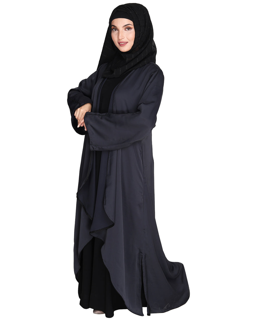 Stylish Shrug and Plain Beige Abaya Set