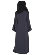 Stylish Shrug and Plain Beige Abaya Set Dark Grey