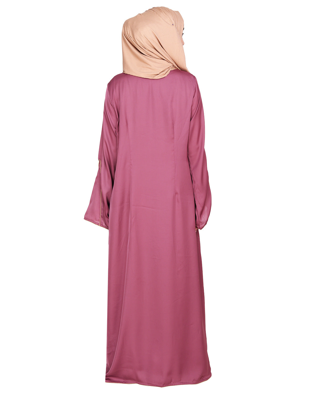 Stylish Shrug and Plain Beige Abaya Set Onion Pink