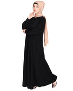 Subtle Lace Dress Abaya Black