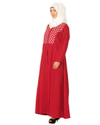 Hand Crafted Checkered Abaya Red