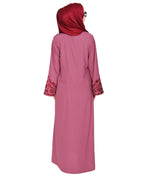 Abaya With Thread Embroidery Onion Pink