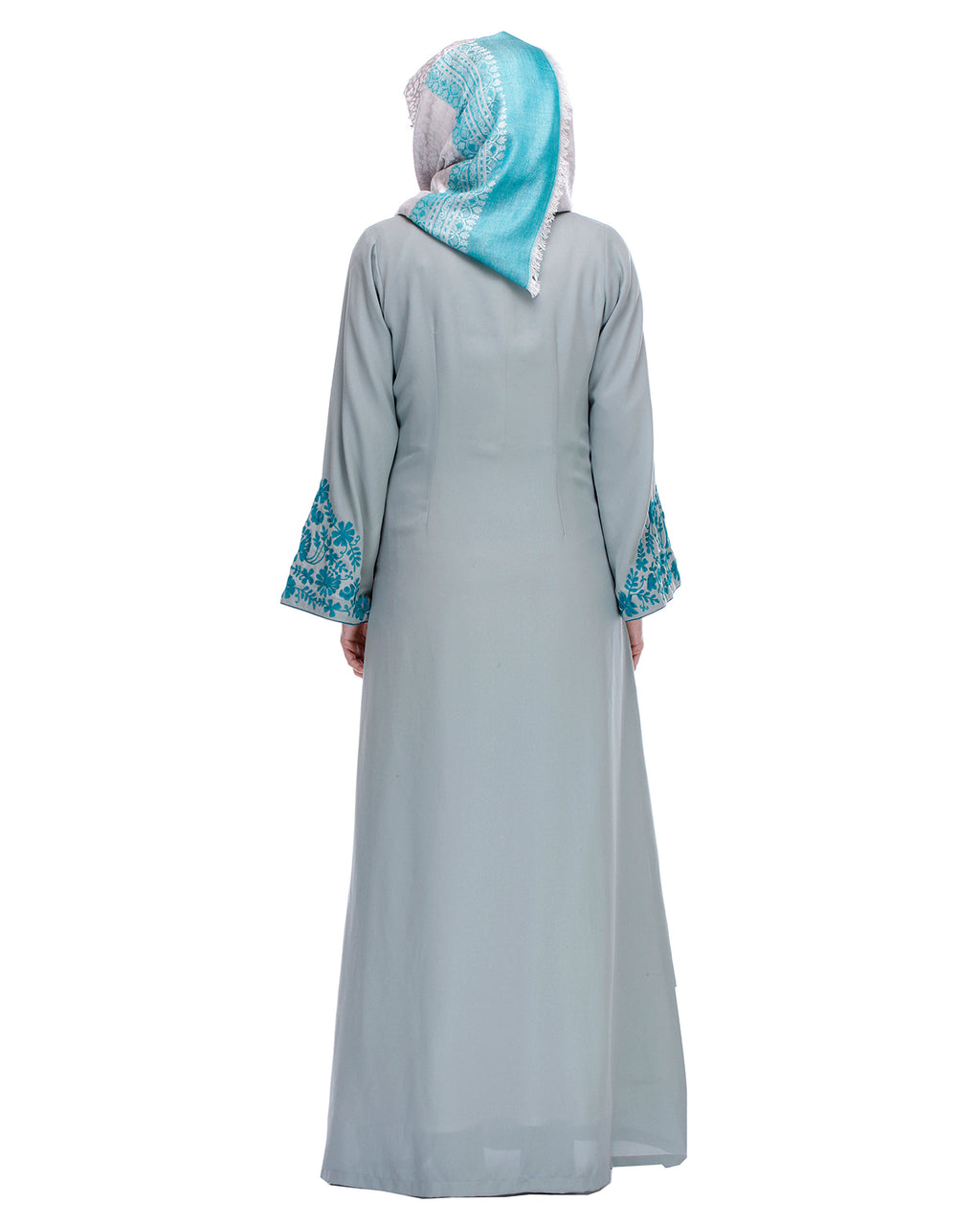 Abaya With Thread Embroidery Sage Green