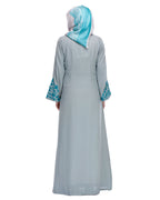 Abaya With Thread Embroidery Sage Green