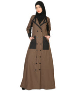 Trench Coat Style Abaya Brown