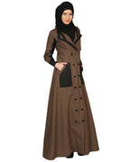 Trench Coat Style Abaya Brown
