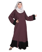 Imperial Purple and Black Pleated Bliss Dubai Style Abaya Imperial Purple & Black