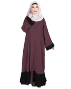 Imperial Purple and Black Pleated Bliss Dubai Style Abaya Imperial Purple & Black