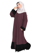 Imperial Purple and Black Pleated Bliss Dubai Style Abaya Imperial Purple & Black