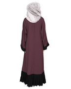 Imperial Purple and Black Pleated Bliss Dubai Style Abaya Imperial Purple & Black
