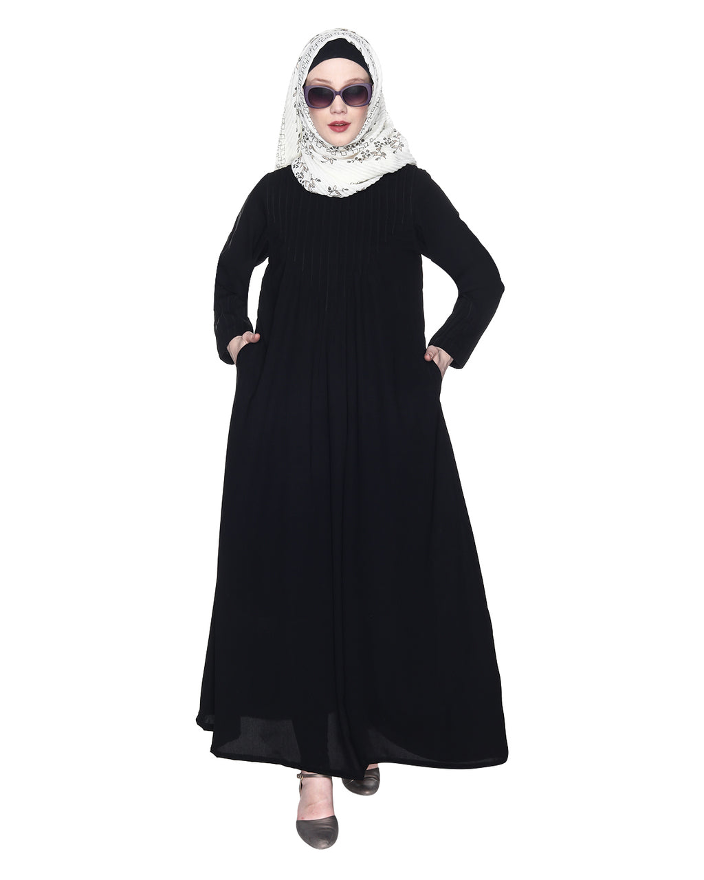 Sleek And Simple Abaya With Pintuck Detailing