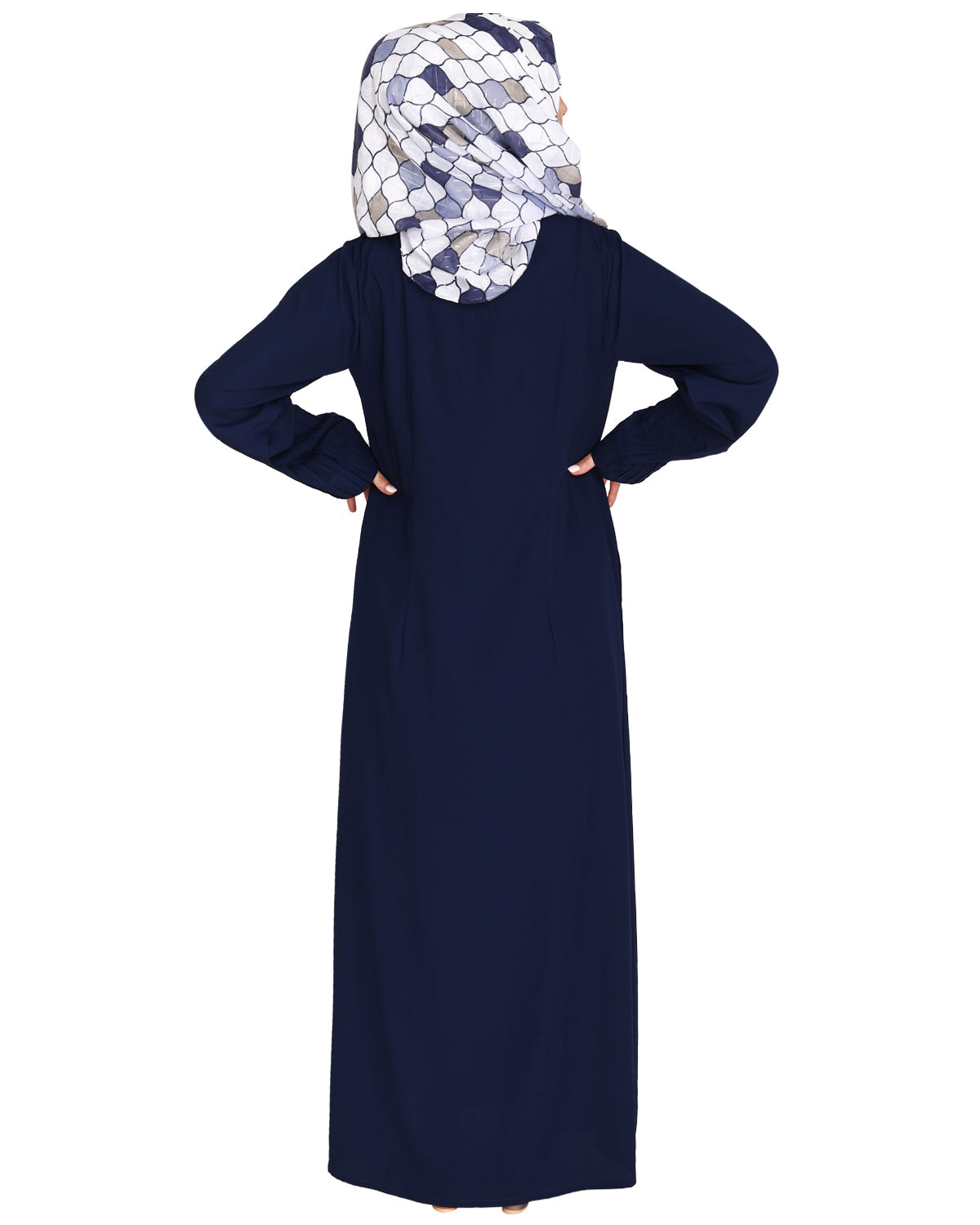 Sleek And Simple Abaya With Pintuck Detailing Blue