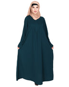 Sleek And Simple Abaya With Pintuck Detailing Blue