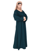 Sleek And Simple Abaya With Pintuck Detailing Blue