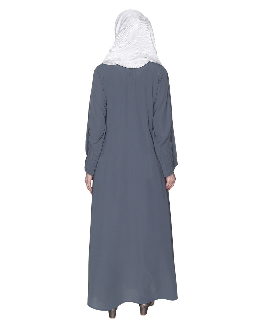 Sleek And Simple Abaya With Pintuck Detailing Bottle Green