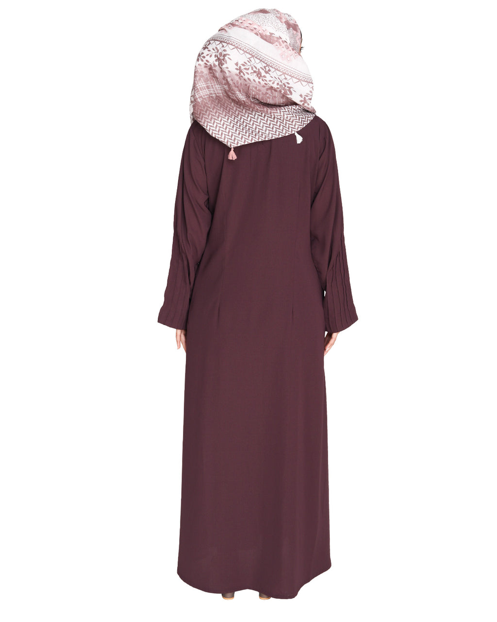Sleek And Simple Abaya With Pintuck Detailing Grey