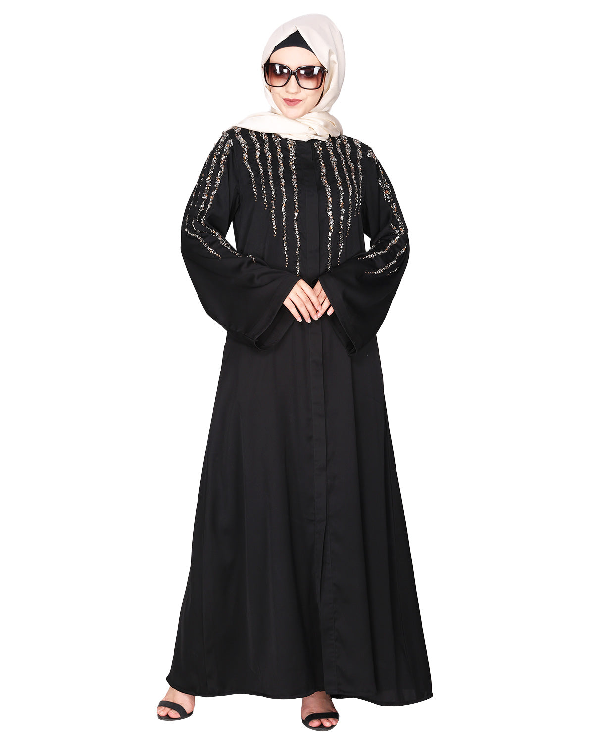 Luxurious Designer Khimar and Skirt Jilbab Set Black