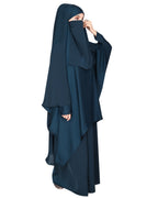 Luxurious Designer Khimar and Skirt Jilbab Set Bottle Green