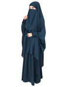 Luxurious Designer Khimar and Skirt Jilbab Set Bottle Green